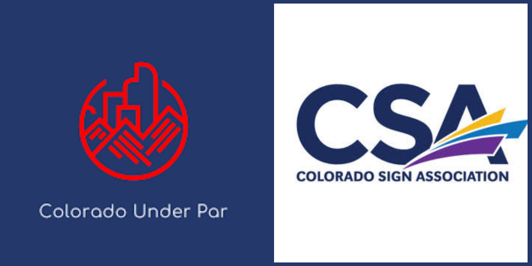 Logos of Colorado Under Par and Colorado Sign Association side by side
